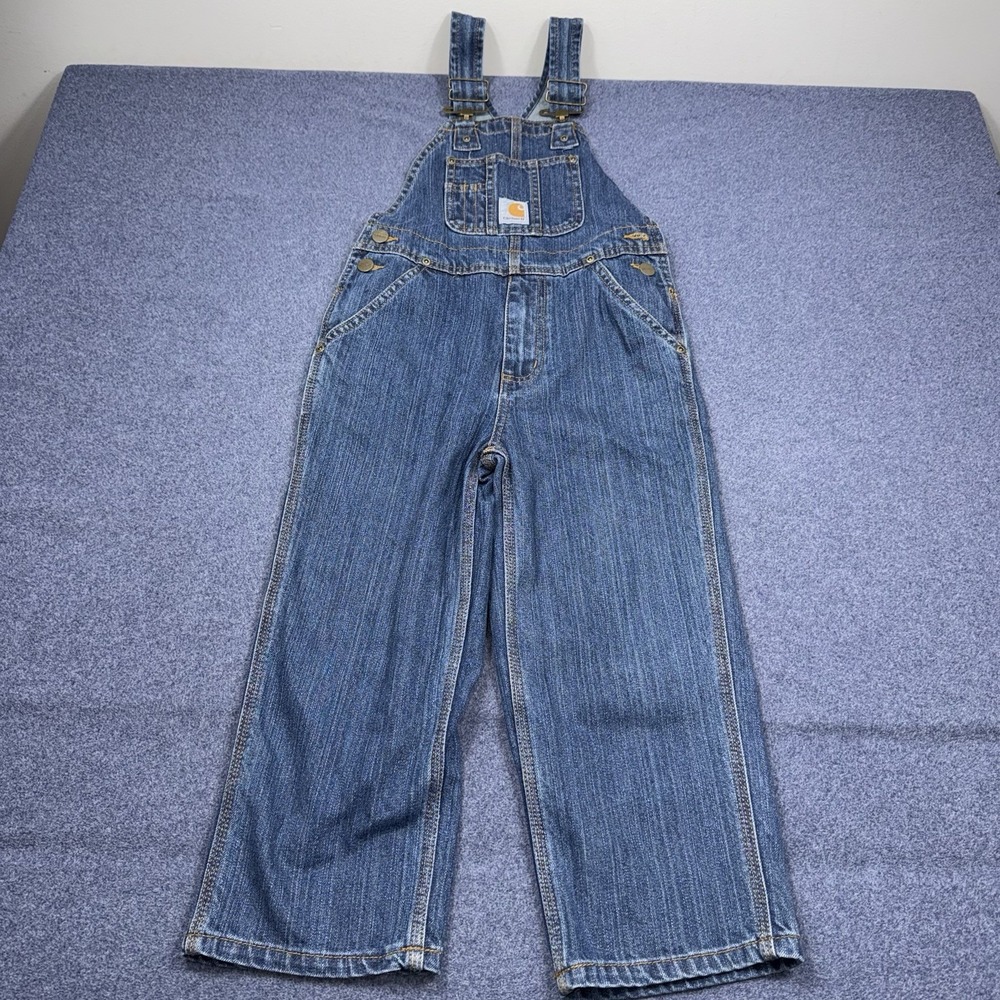 Carhartt Kid Overalls Master Cloth Sanforized Denim Bibs Pants Jean Size 5